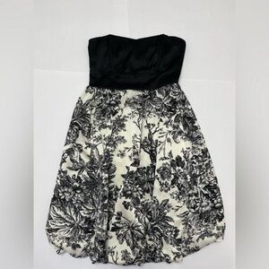 Y2K Black and White Floral Strapless Dress